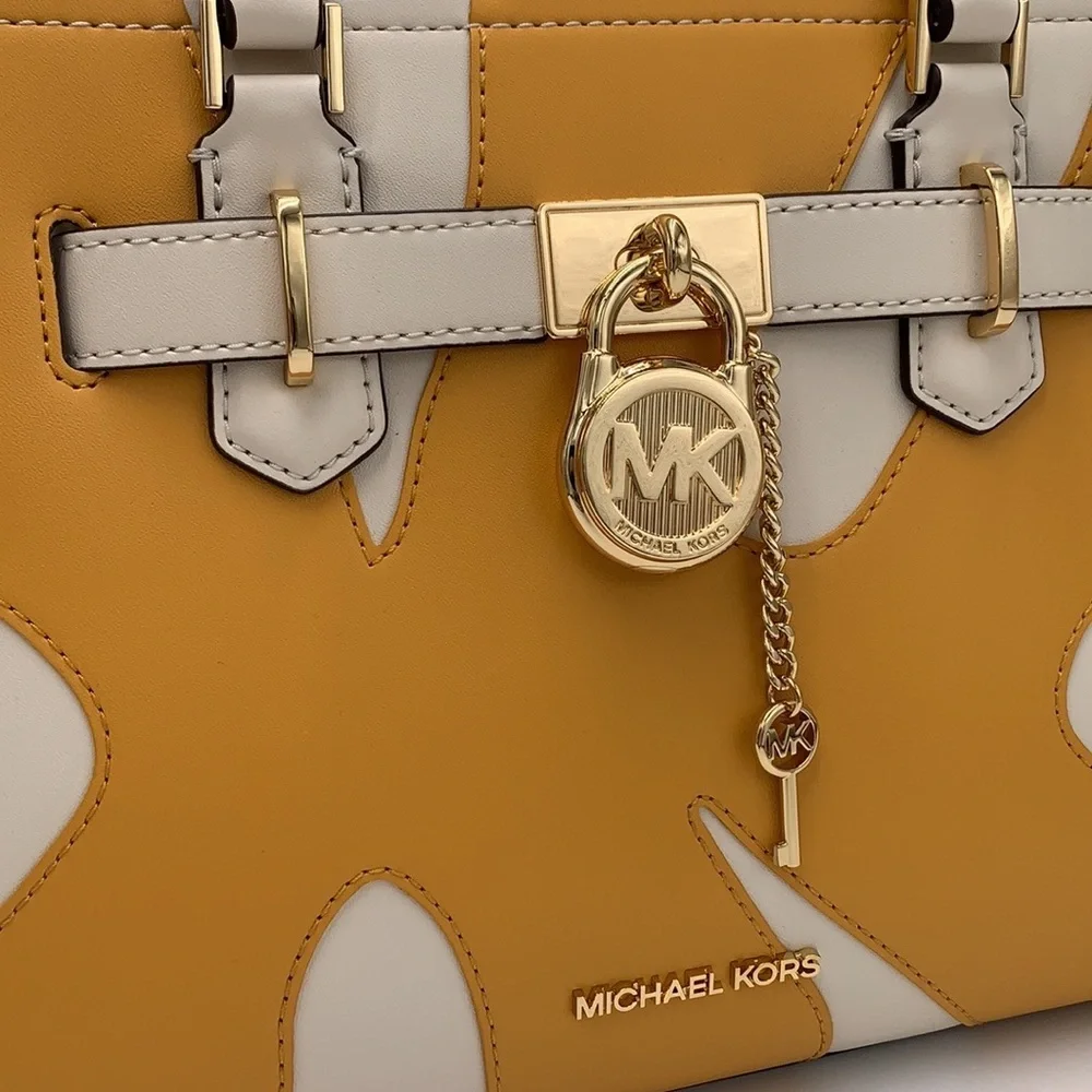 MICHAEL KORS Hamilton Small Two-Tone Satchel GOLDEN ROD MULTI color